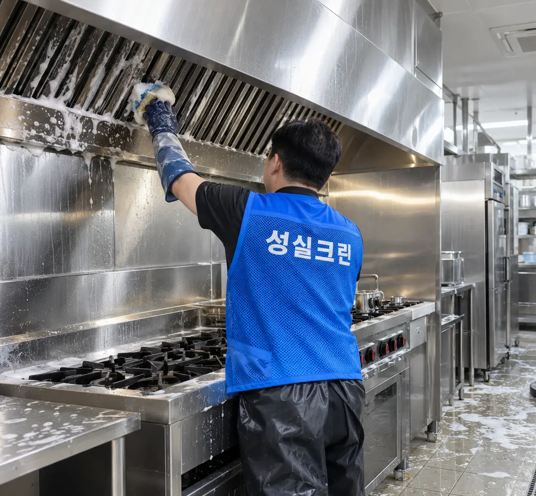 성실크린 기름때청소 작업 현장