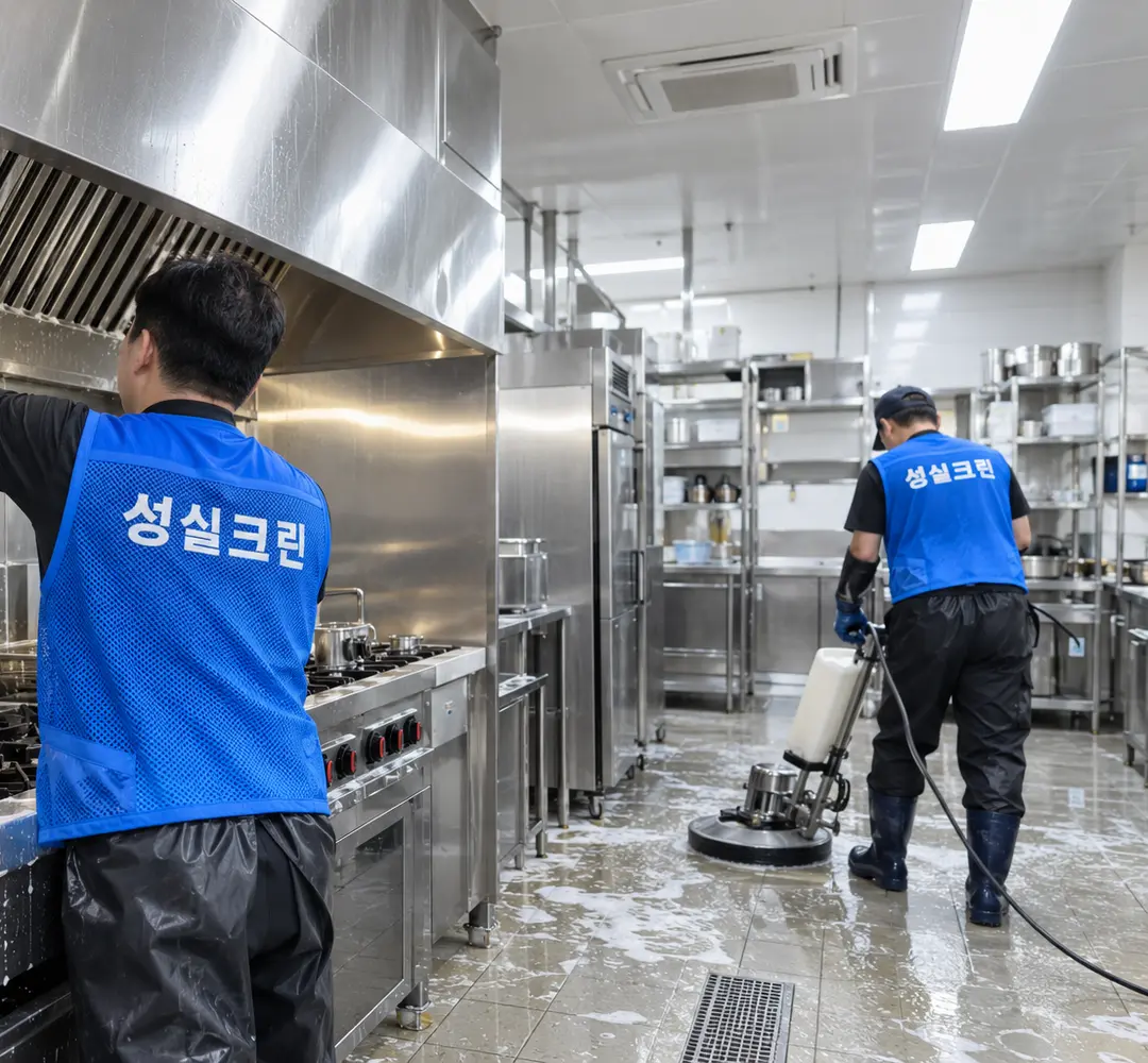 성실크린 식당청소 전문 장비 작업